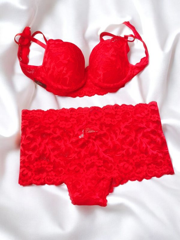 conjunto encaje liona rojo