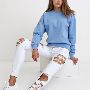 Poleron Franelado Mujer - Celeste, M